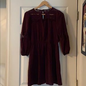 Maroon Long Sleeve Dress